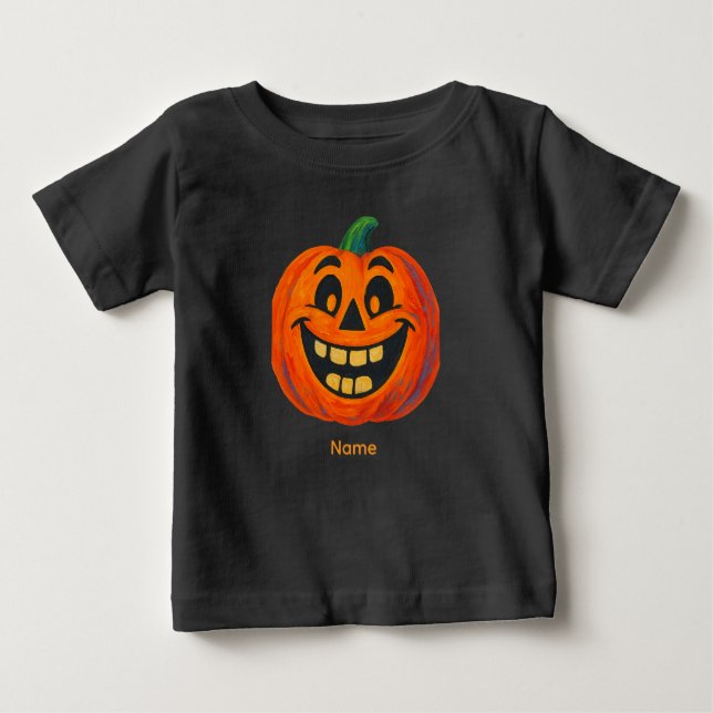Whimsical Handgemalt Jack-o'-Lantern Baby T-shirt (Vorderseite)