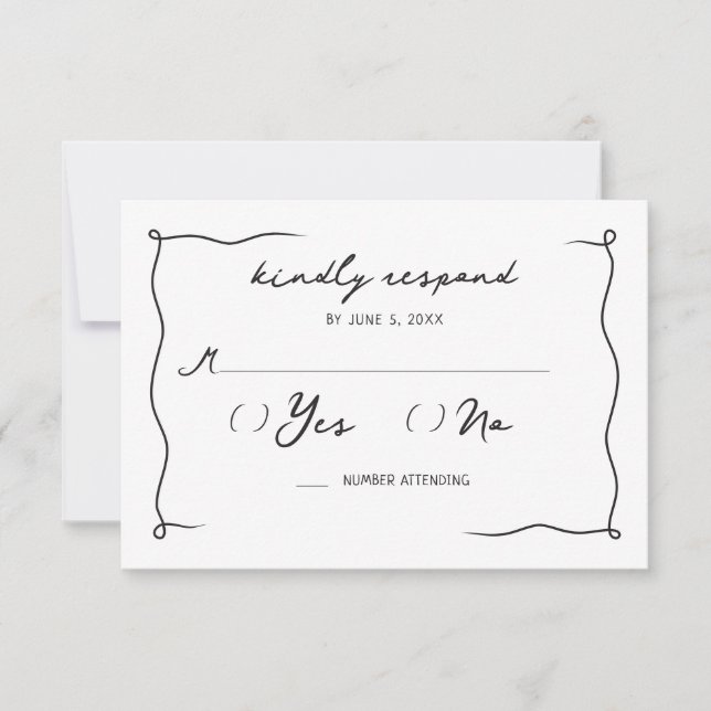 Whimsical handgeschriebene Cherry Wedding RSVP Karte (Vorderseite)