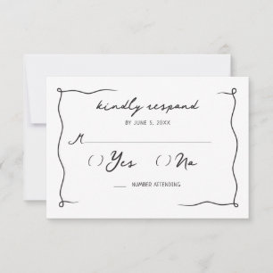 Whimsical handgeschriebene Cherry Wedding RSVP Karte