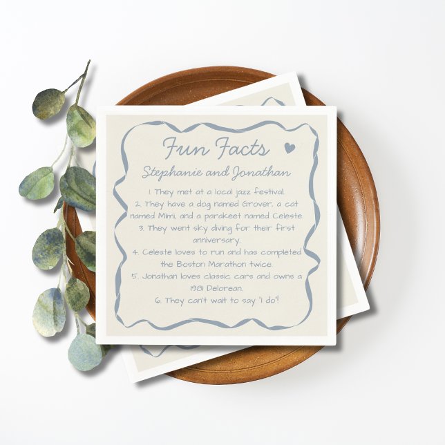 Whimsical Handgeschriebener Dusty Blue Fun Fakten  Serviette (Von Creator hochgeladen)