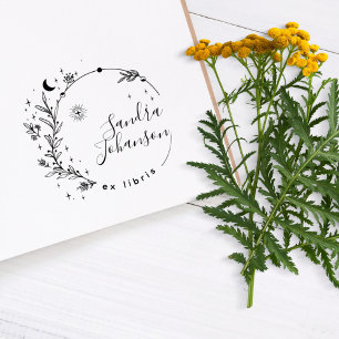 Whimsical handgezeichnet botanisch aus der Bibliot Gummistempel