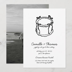Whimsical handGezeichnet Cake Foto Hochzeitsfeiern Save The Date
