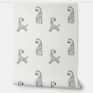 Whimsical handGezeichnet Giraffe-Kinderzimmer Tapete