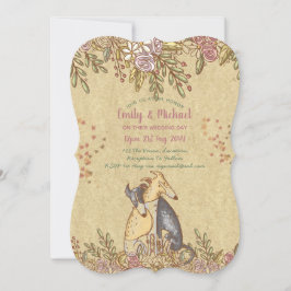 Whimsical handgezeichnet Hochzeit rustikale Hunde Einladung