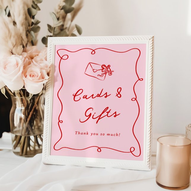 Whimsical Handgezeichnet Rosa & Rote Karten & Gesc Poster (Von Creator hochgeladen)