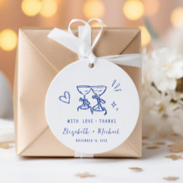 Whimsical handgezeichnete blaue Creme Hochzeit Dan Geschenkanhänger