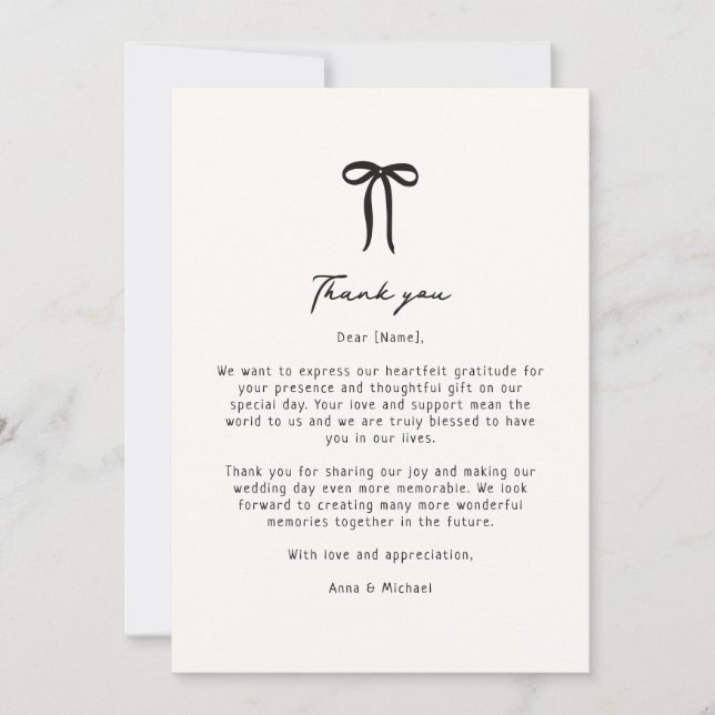 Whimsical, handgezeichnete Bughochzeit danke Karte (Vorderseite)