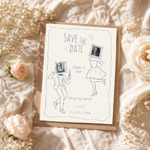 Whimsical handgezeichnete Foto-Doodle Save The Dat Date