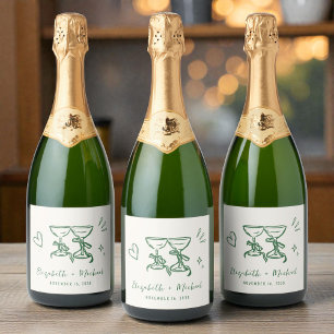 Whimsical Handgezeichnete Grüne Creme Hochzeit
