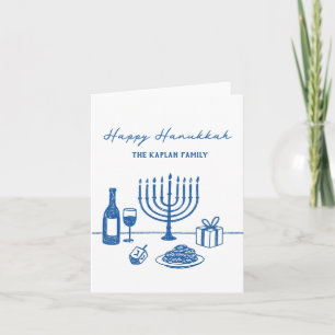 Whimsical Handgezeichnete Hanukkah Jüdische Trendy Feiertagskarte