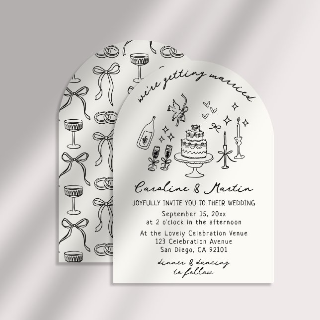 Whimsical, handgezeichnete Hochzeit Einladung (Von Creator hochgeladen)