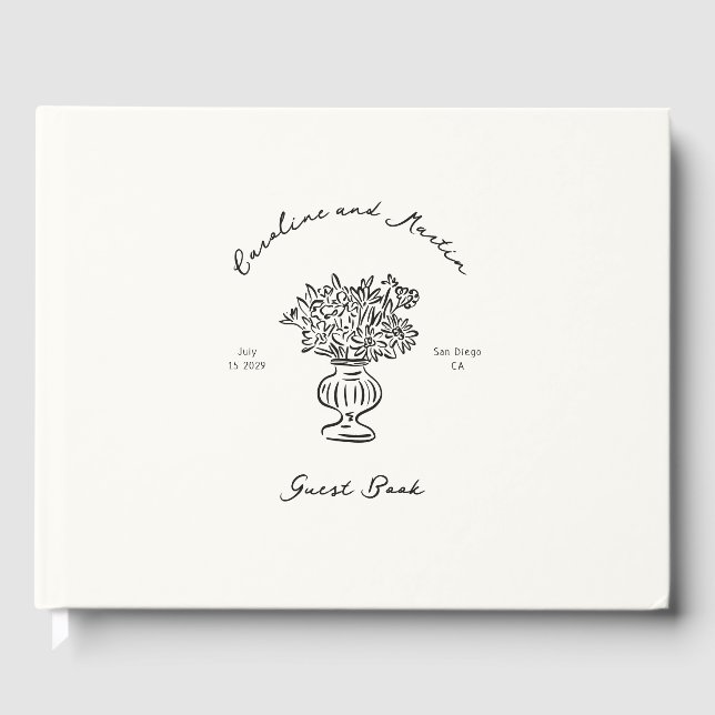 Whimsical, handgezeichnete Hochzeit Gästebuch (Vorderseite)