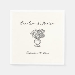 Whimsical, handgezeichnete Hochzeit Serviette