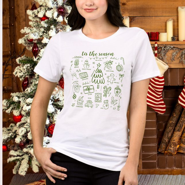 Whimsical Handgezeichnete Kritzelmuster Grün Tri-Blend Shirt (Von Creator hochgeladen)