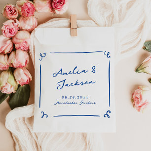 Whimsical Handgezeichnete Marineblaue Hochzeit Geschenktütchen