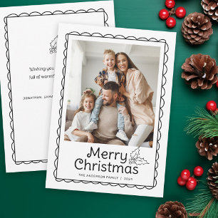 Whimsical Handgezeichnete Scallop Rahmen Foto Weih Feiertagskarte