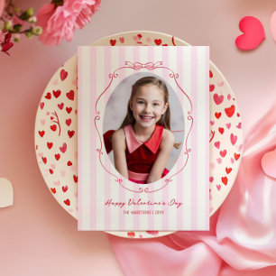 Whimsical Handgezeichneter Rahmen Rosa Streifen Feiertagskarte