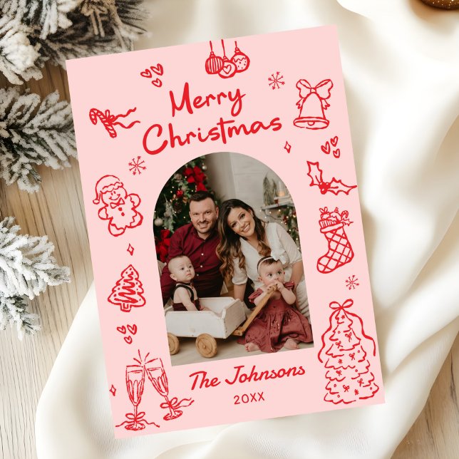 Whimsical Handgezeichnetes Bogen-Foto Weihnachten (Von Creator hochgeladen)