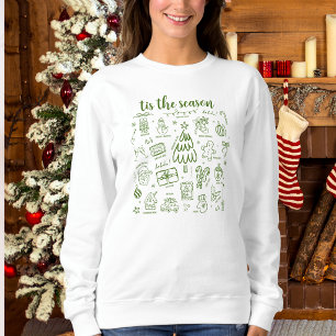 Whimsical Handgezeichnetes Doodle Grün Sweatshirt