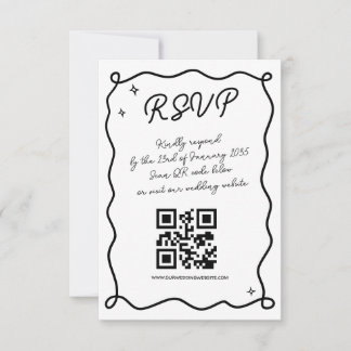 Whimsical Handgezogener Hochzeitsstichtencode - Bi RSVP Karte