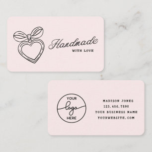 Whimsical Handmade mit Liebe Schrift Herz-Schleife Visitenkarte