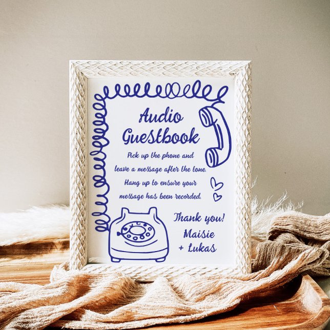 Whimsical Handwriting Illustration Audio Guestbook Poster (Von Creator hochgeladen)