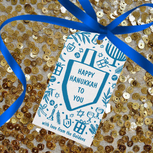 Whimsical Hanukkah Holiday Niedlich Driedel Custom Geschenkanhänger