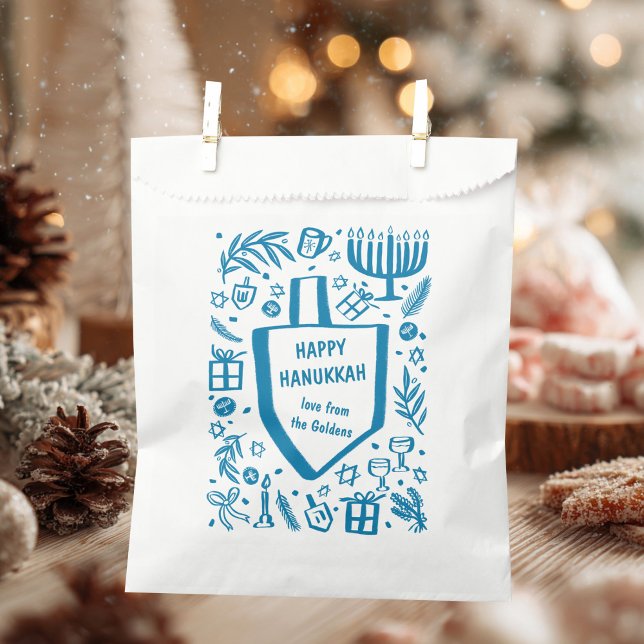 Whimsical Hanukkah Holiday Niedlich Driedel Custom Geschenktütchen (Whimsical Hanukkah Holiday Cute Driedel Custom Favor Bag
)