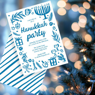 Whimsical Hanukkah Holiday Party Niedlich Custom Einladung