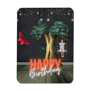 Whimsical Happy Birthday Surreal Altered Art Magnet