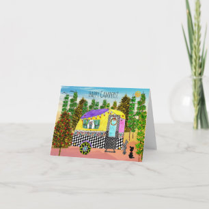 Whimsical Happy Campers Holiday Greeting Card Karte