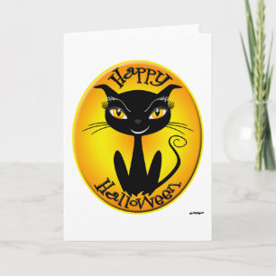 Whimsical Happy Halloween Cat Karte
