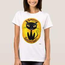 Whimsical Happy Halloween Katze mit Sternen