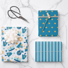 Whimsical Happy Hannukah Coodinating Geschenkpapier Set