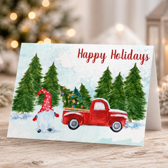 Whimsical Happy Holidays Gnome Karte (Whimsical Happy Holidays Christmas Card)