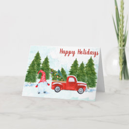 Whimsical Happy Holidays Gnome Karte