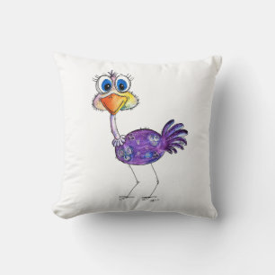 Whimsical Happy Lila Ostrich Kissen