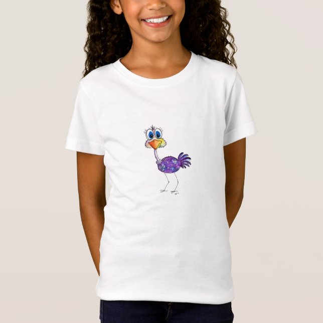 Whimsical Happy Lila Ostrich T-Shirt (Vorderseite)