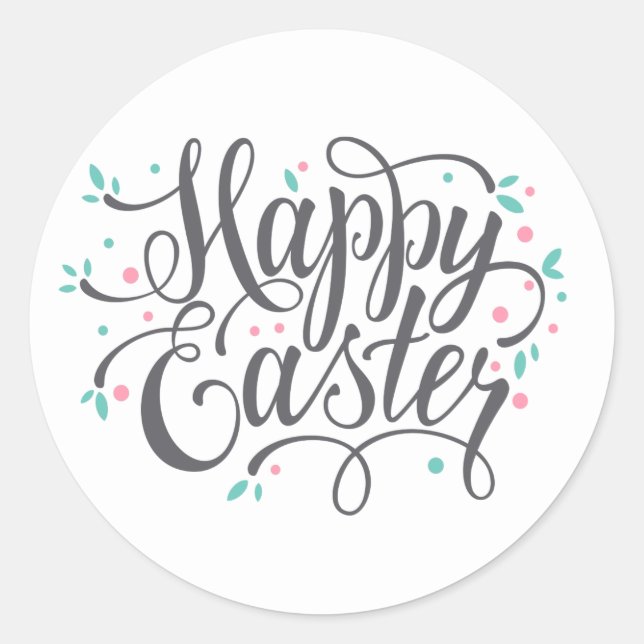 Whimsical Happy Oaster Calligraphy | SIEGEL Runder Aufkleber (Vorderseite)