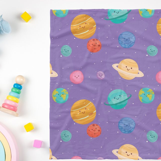 Whimsical Happy Planets Fleecedecke (Great size for a stroller blanket!)