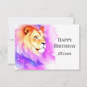 Whimsical Happy Safari Lion Birthday Karte