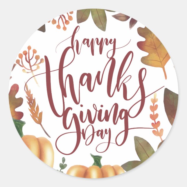 Whimsical Happy Thanksgiving Day | Aufkleber (Vorderseite)