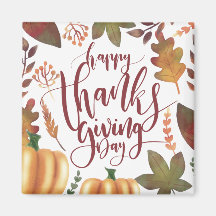 Whimsical Happy Thanksgiving Day | Magnet