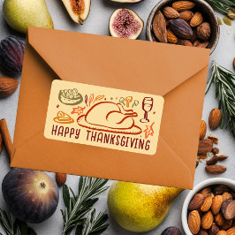 Whimsical Happy Thanksgiving Friendsgiving Sticker Adressaufkleber