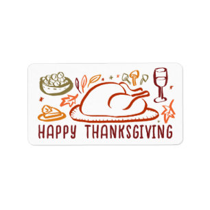 Whimsical Happy Thanksgiving Friendsgiving Sticker Adressaufkleber