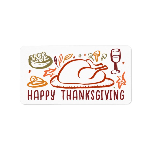 Whimsical Happy Thanksgiving Friendsgiving Sticker Adressaufkleber (Vorne)