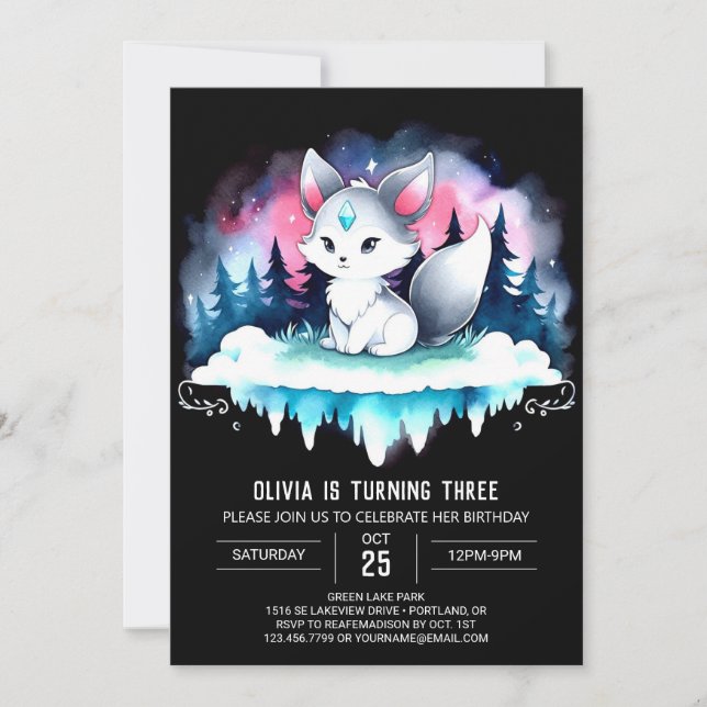 Whimsical Happy Wolf Geburtstag Einladung (Vorderseite)