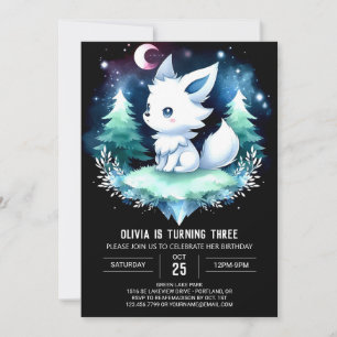 Whimsical Happy Wolf Geburtstag Einladung