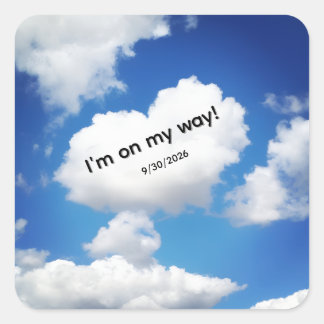 Whimsical Heart Cloud I'm On My Way Baby Shower Fa Quadratischer Aufkleber