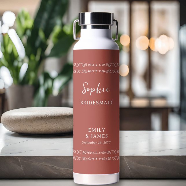 Whimsical Heart Doodle jedes Brautparty Farbe Trinkflasche (Wedding party gift - customize to any color or for anyone in your wedding party)